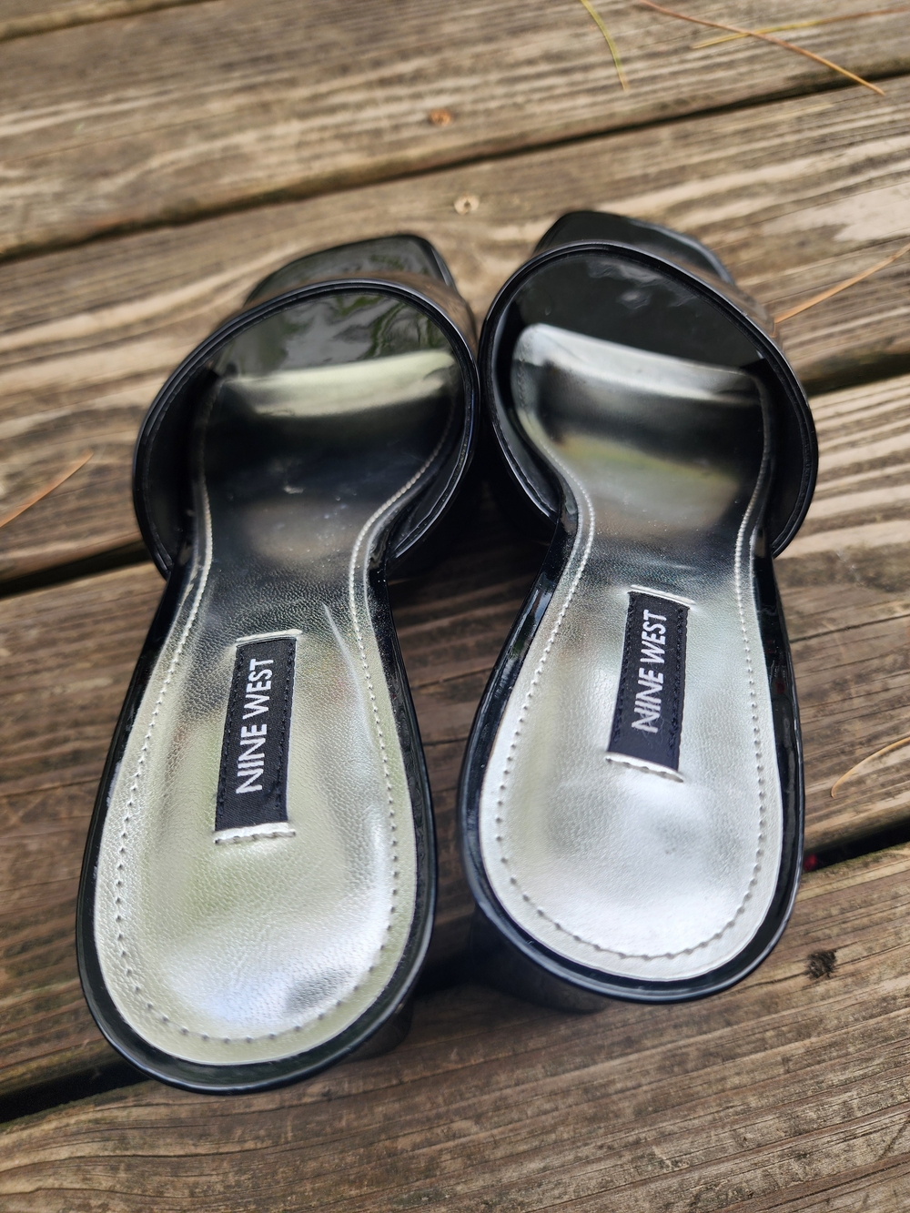 Nine West Beez Platform Black Patent Open-Toe Mule Heels 8.5 - Picture 11 of 13